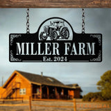 Personalized Farmhouse Tractor Metal Sign - Custom Family Name Sign Rustic Farm Decor Established Plaque for Barn