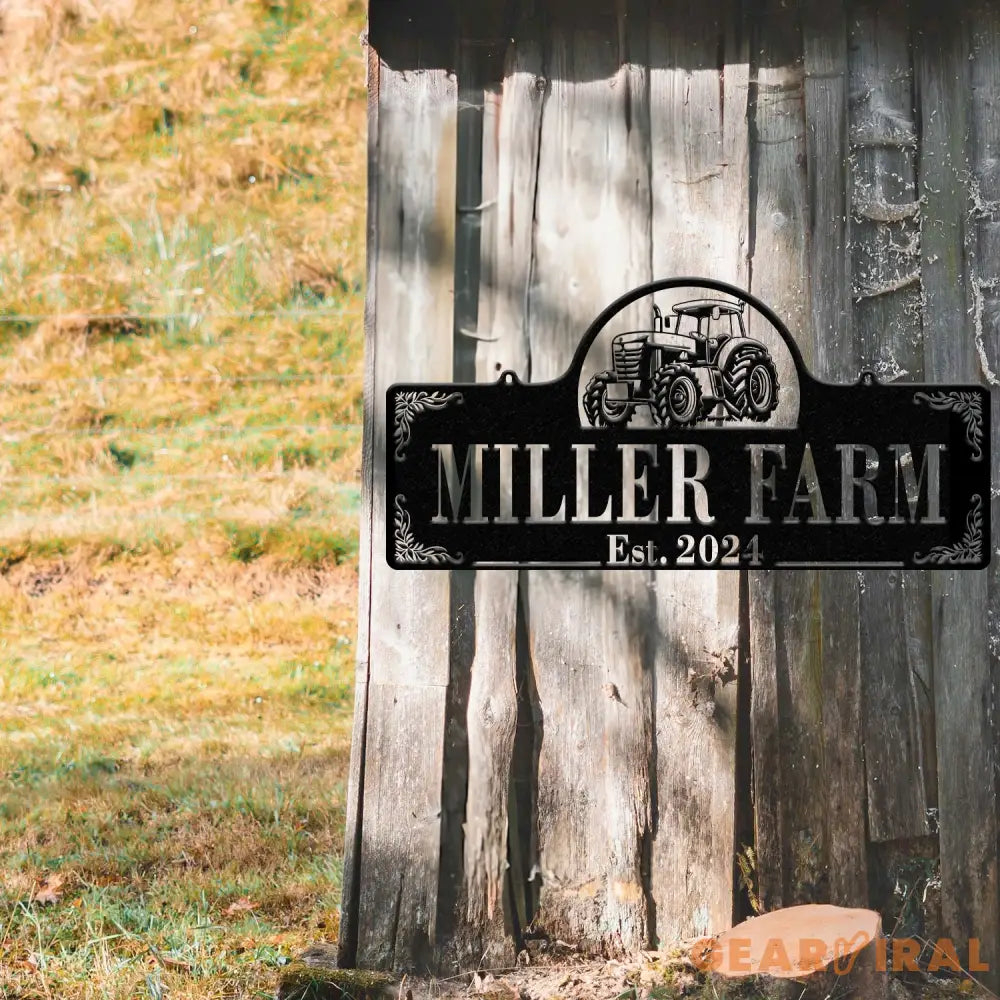 Personalized Farmhouse Tractor Metal Sign - Custom Family Name Sign Rustic Farm Decor Established Plaque for Barn