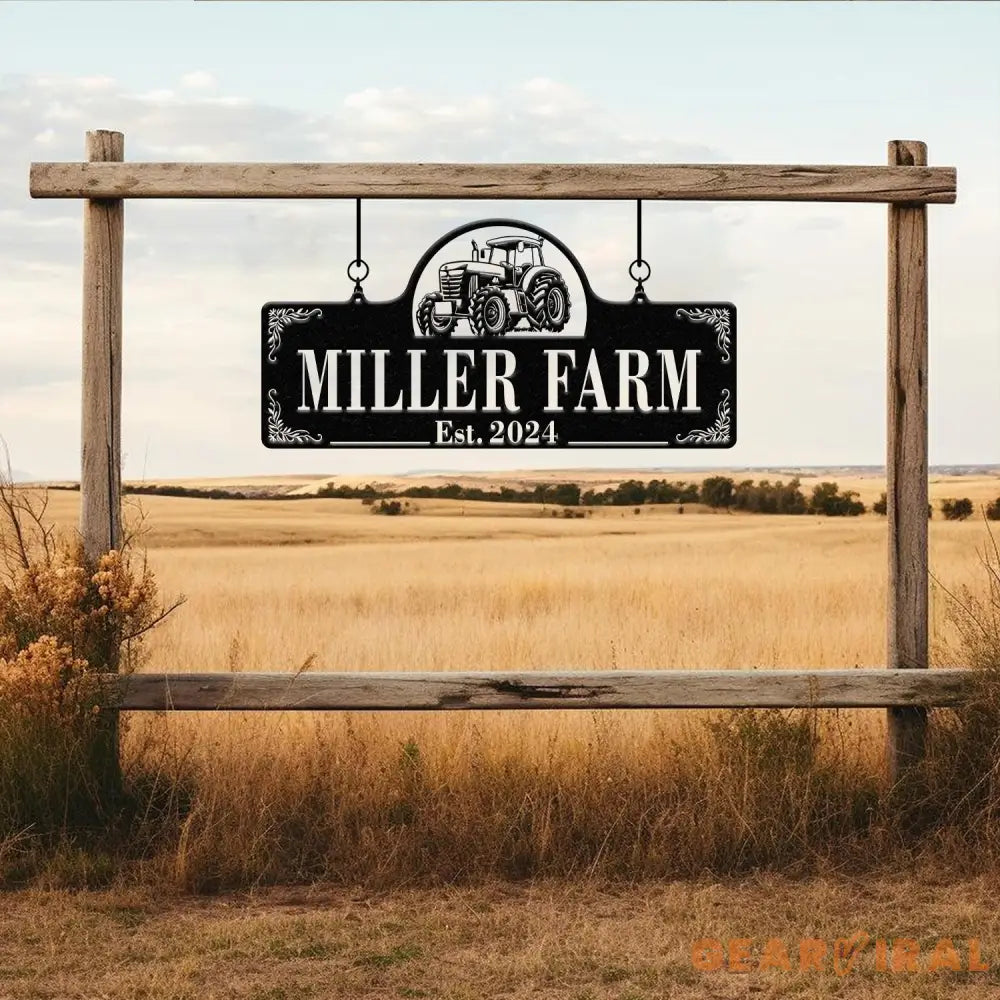 Personalized Farmhouse Tractor Metal Sign - Custom Family Name Sign Rustic Farm Decor Established Plaque for Barn