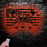 Personalized Fire Fighter Tools Metal Sign LED Lights, Fire Department Name Number Laser Cut Metal Decor - Gearviral