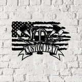 Personalized Fire Fighter Tools Metal Sign LED Lights, Fire Department Name Number Laser Cut Metal Decor - Gearviral