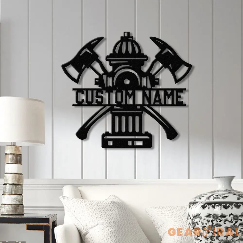 Personalized Fire Hydrant Metal Wall Art LED Light Custom Fireman Name Sign FD Home Decor Firefighter Gift Wall Decor