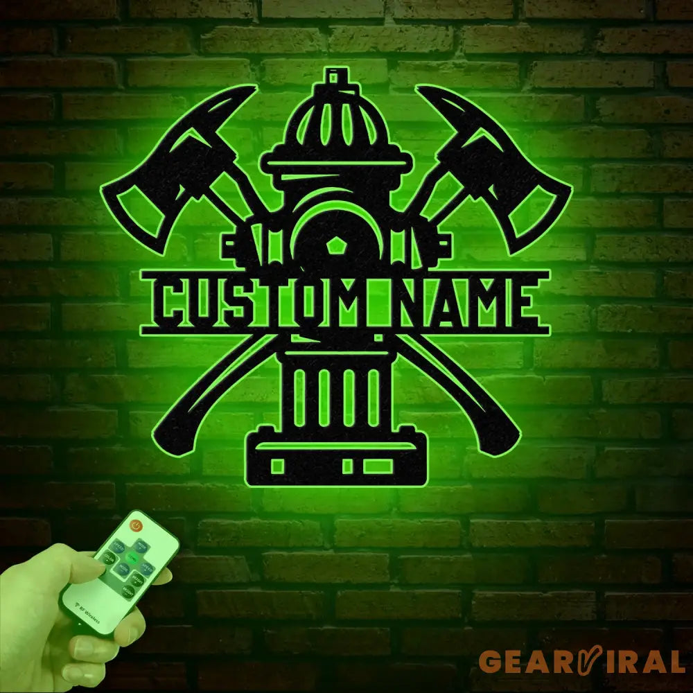 Personalized Fire Hydrant Metal Wall Art LED Light Custom Fireman Name Sign FD Home Decor Firefighter Gift Wall Decor