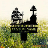 Personalized Firefighter Kneeling Memorial Stake Garden Metal Stake Fireman Memorial Sympathy Gift Outdoor Grave Marker