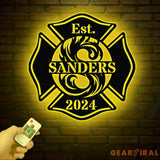 Personalized Firefighter Sign - Custom Metal Maltese Cross Firefighter Gift for Him Fireman Gift for Dad Unique