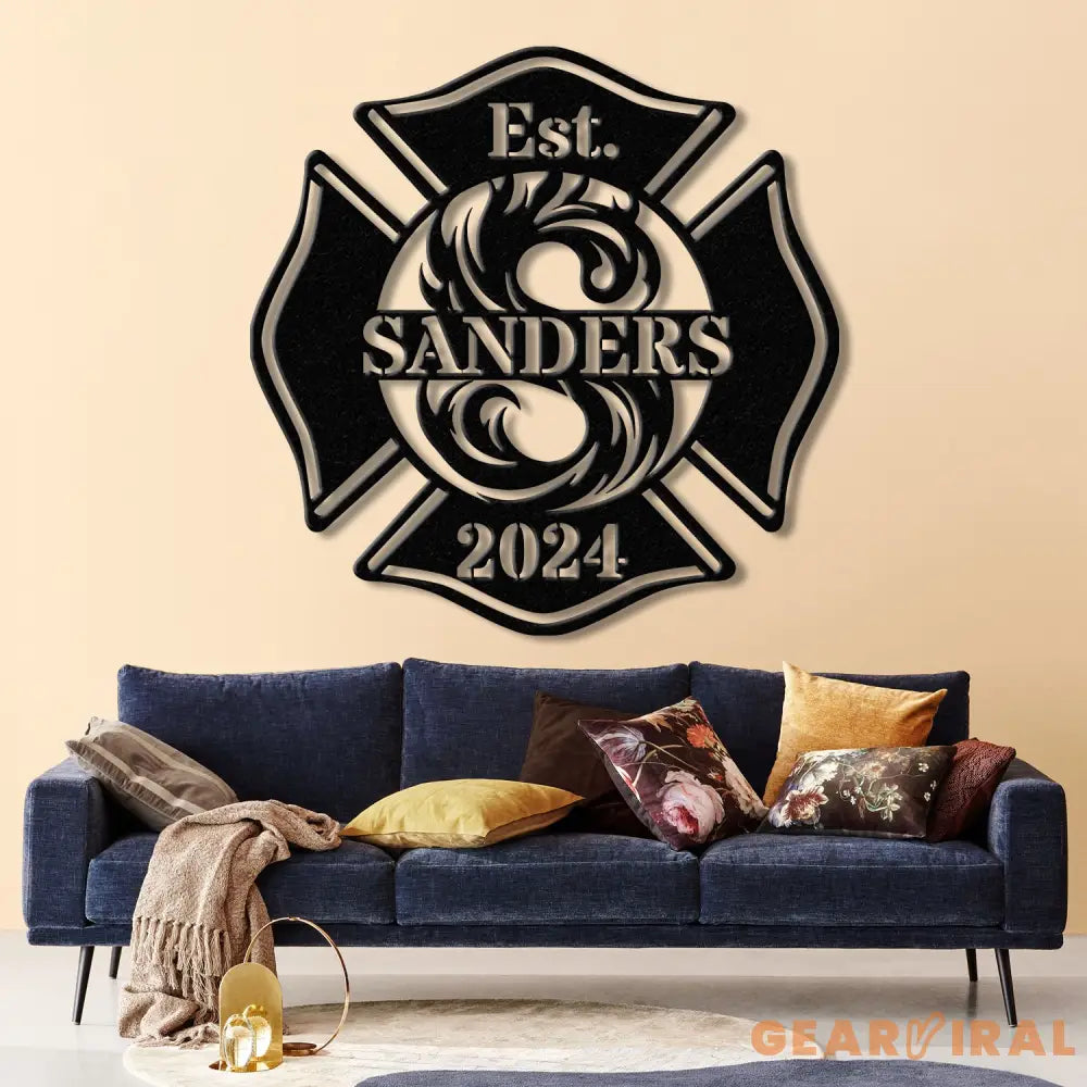 Personalized Firefighter Sign - Custom Metal Maltese Cross Firefighter Gift for Him Fireman Gift for Dad Unique