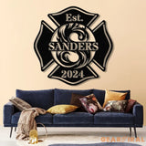 Personalized Firefighter Sign - Custom Metal Maltese Cross Firefighter Gift for Him Fireman Gift for Dad Unique