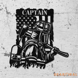 Personalized Firefighter US Flag Metal Wall Art LED Light Firewoman Appreciation Gift Fire Department Name Number Laser