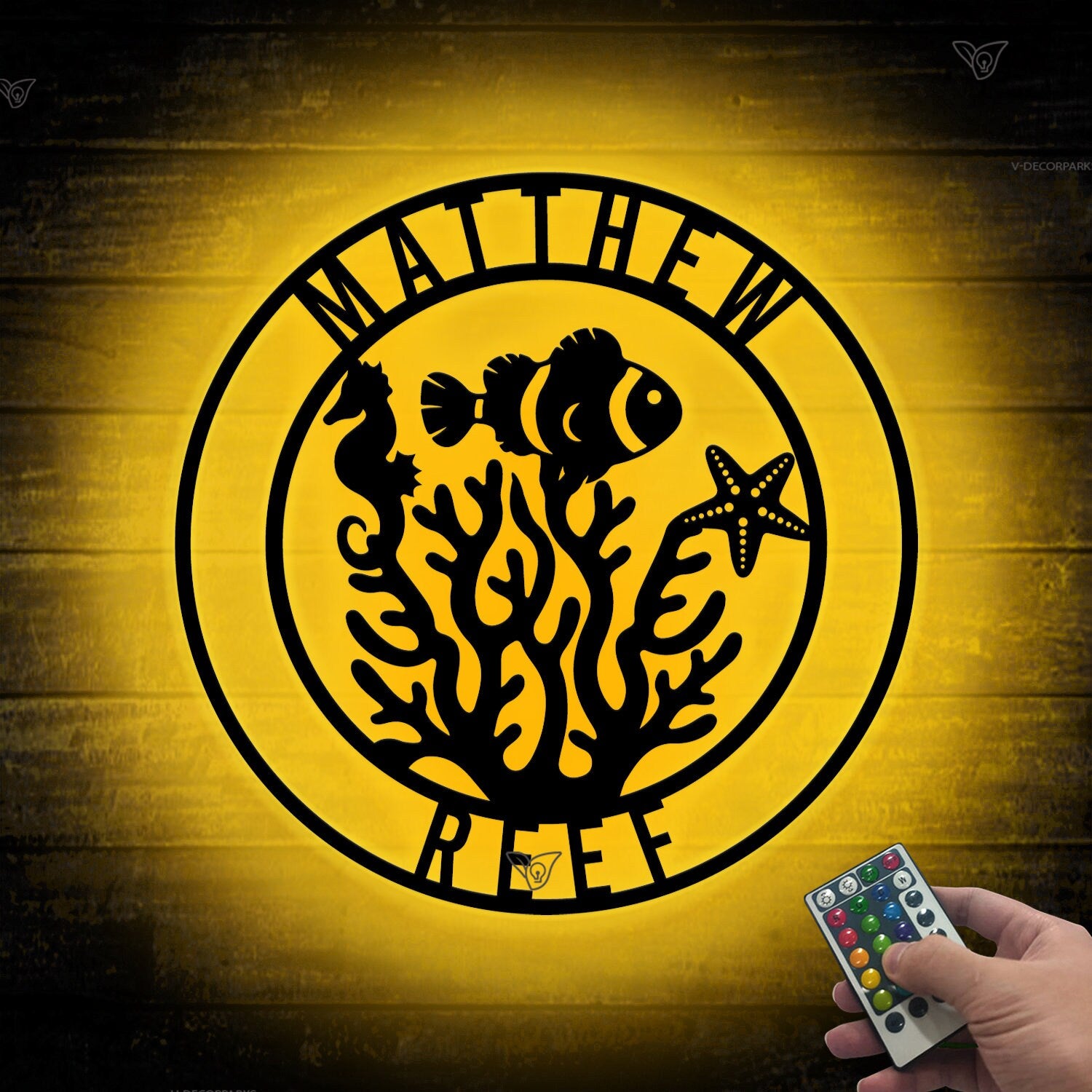 Personalized Fish Reef Name Sign Home Decor - Custom Aquarium Reef Metal Wall Art LED Light - Fish Reef Decor & Gifts - Reef Lover Gifts | GearViral