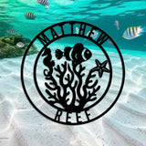 Personalized Fish Reef Name Sign Home Decor - Custom Aquarium Reef Metal Wall Art LED Light - Fish Reef Decor & Gifts - Reef Lover Gifts | GearViral