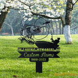 Personalized Fisherman Memorial Stake - Bass Fishing Metal Stake - Sympathy Sign - Grave Marker | GearViral
