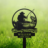 Personalized Fisherman Memorial Stake Metal - Fisher Memorial Gift - Custom Fishing Memorial - Dad Loss Sympathy Sign | GearViral