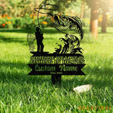 Personalized Fishing In Heaven Memorial Stake Metal Fisherman Memorial Gift Fishing Dad Sympathy Grave Marker