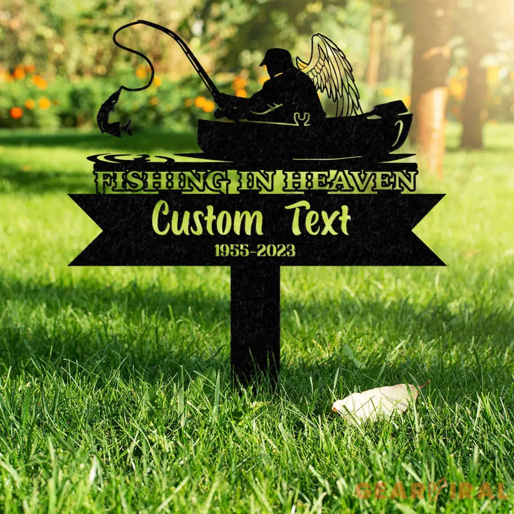 Personalized Fishing Memorial Stake Metal Fisherman Memorial Gift Fishing Dad Sympathy Grave Marker - Gearviral