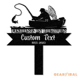 Personalized Fishing Memorial Stake Metal Fisherman Memorial Gift Fishing Dad Sympathy Grave Marker - Gearviral