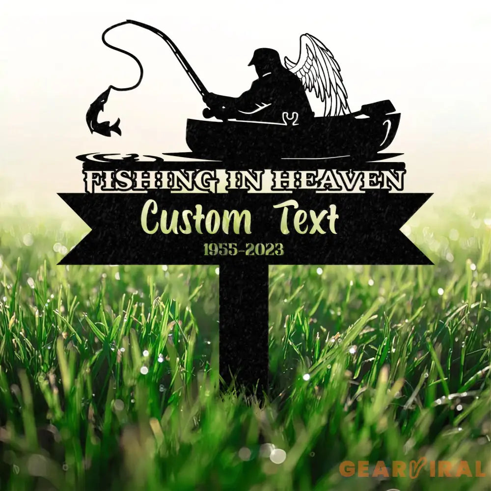 Personalized Fishing Memorial Stake Metal Fisherman Memorial Gift Fishing Dad Sympathy Grave Marker - Gearviral