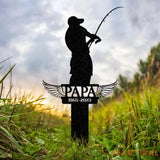 Personalized Fishing Memorial Stake Metal Fisherman Memorial Gift Fishing Dad Sympathy Grave Marker Vs2 - Gearviral