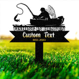 Personalized Fishing Memorial Stake Metal, Fisherman Memorial Gift, Fishing Dad Sympathy, Grave Marker - Gearviral