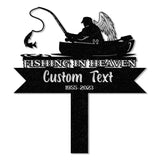 Personalized Fishing Memorial Stake Metal, Fisherman Memorial Gift, Fishing Dad Sympathy, Grave Marker - Gearviral