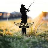 Personalized Fishing Memorial Stake Metal, Fisherman Memorial Gift, Fishing Dad Sympathy, Grave Marker Vs2 - Gearviral