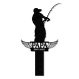 Personalized Fishing Memorial Stake Metal, Fisherman Memorial Gift, Fishing Dad Sympathy, Grave Marker Vs2 - Gearviral