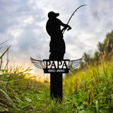 Personalized Fishing Memorial Stake Metal, Fisherman Memorial Gift, Fishing Dad Sympathy, Grave Marker Vs2 - Gearviral