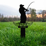 Personalized Fishing Memorial Stake Metal, Fisherman Memorial Gift, Fishing Dad Sympathy, Grave Marker Vs2 - Gearviral