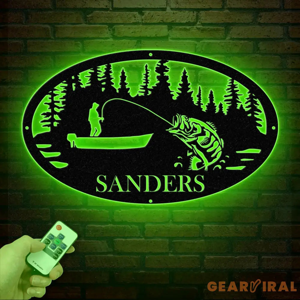 Personalized Fishing Metal Sign Custom Bass Fish LED Wall Art Outdoor Fishing Cabin Decor Fisherman Name Sign Gift for