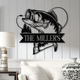 Personalized Fishing Metal Sign Custom Bass Fish LED Wall Art Outdoor Fishing Cabin Decor Fisherman Name Sign Gift for