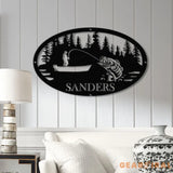 Personalized Fishing Metal Sign Custom Bass Fish LED Wall Art Outdoor Fishing Cabin Decor Fisherman Name Sign Gift for