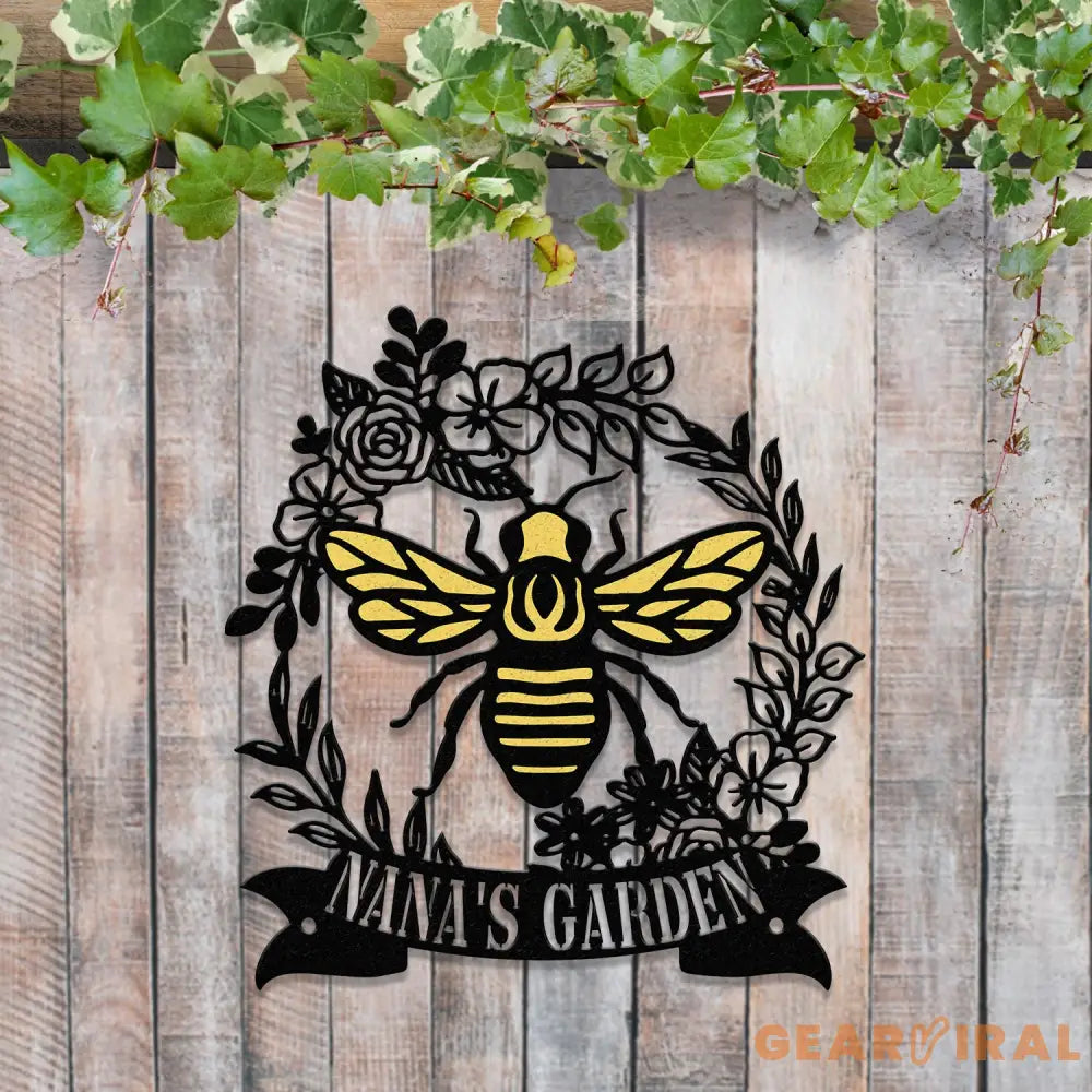Personalized Floral Bee Sign Custom Metal Bee Decor Custom Garden Sign Gift for Gardener Bee Keeper Honey Bee Wall Art