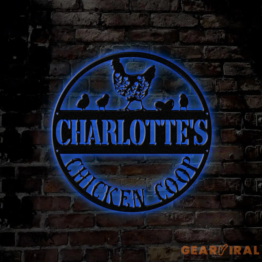 Personalized Floral Chicken Coop Sign with Led Light Hen House Coop Sign Farm Metal Sign Metal Chicken Coop Sign Custom