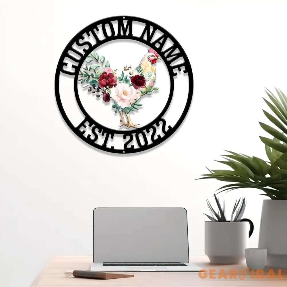 Personalized Floral Chicken Coop Sign with Led Light Hen House Coop Sign Farm Metal Sign Metal Chicken Coop Sign Custom