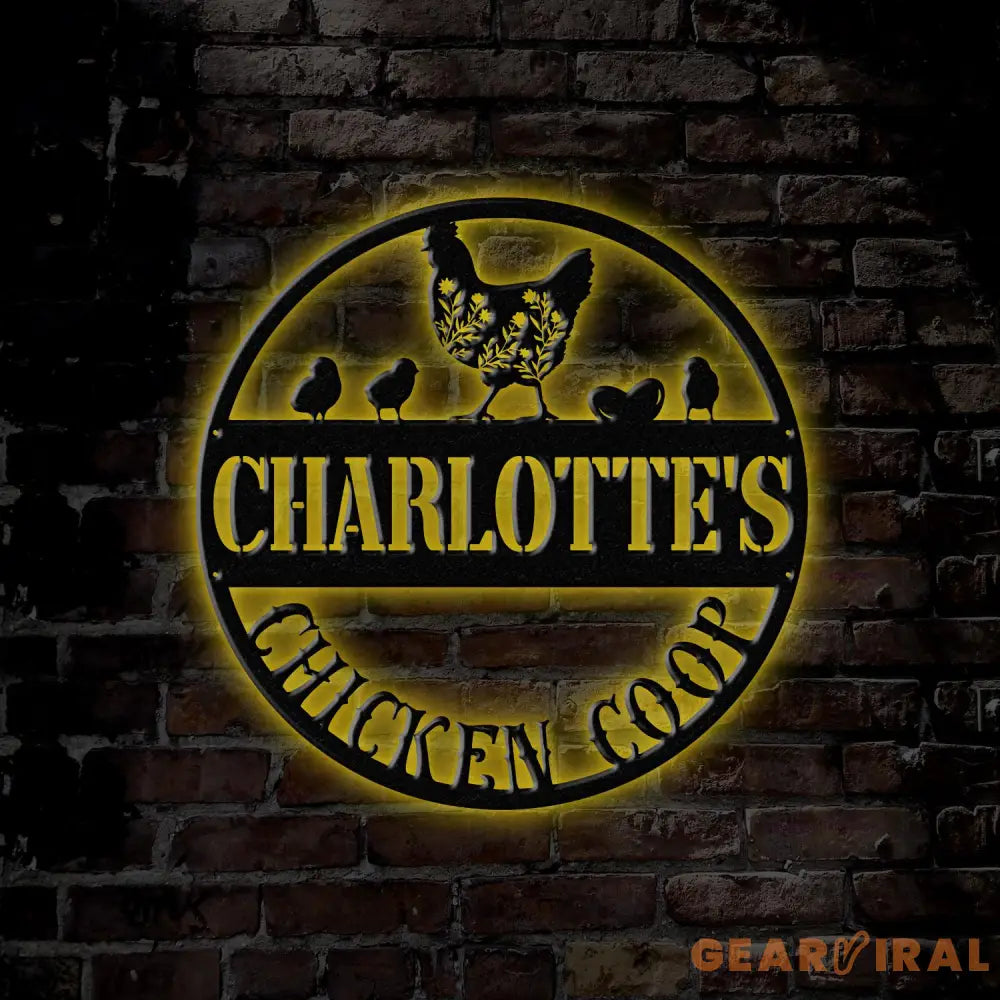 Personalized Floral Chicken Coop Sign with Led Light Hen House Coop Sign Farm Metal Sign Metal Chicken Coop Sign Custom