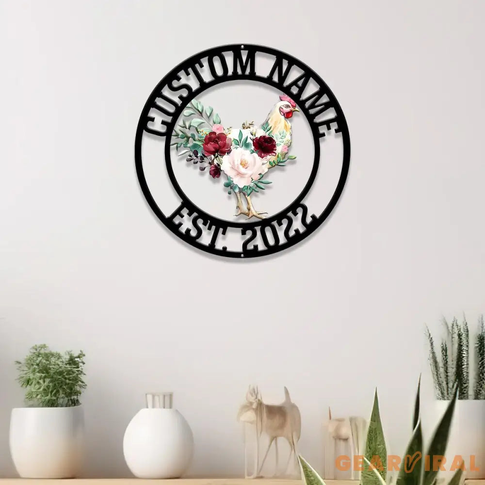 Personalized Floral Chicken Coop Sign with Led Light Hen House Coop Sign Farm Metal Sign Metal Chicken Coop Sign Custom