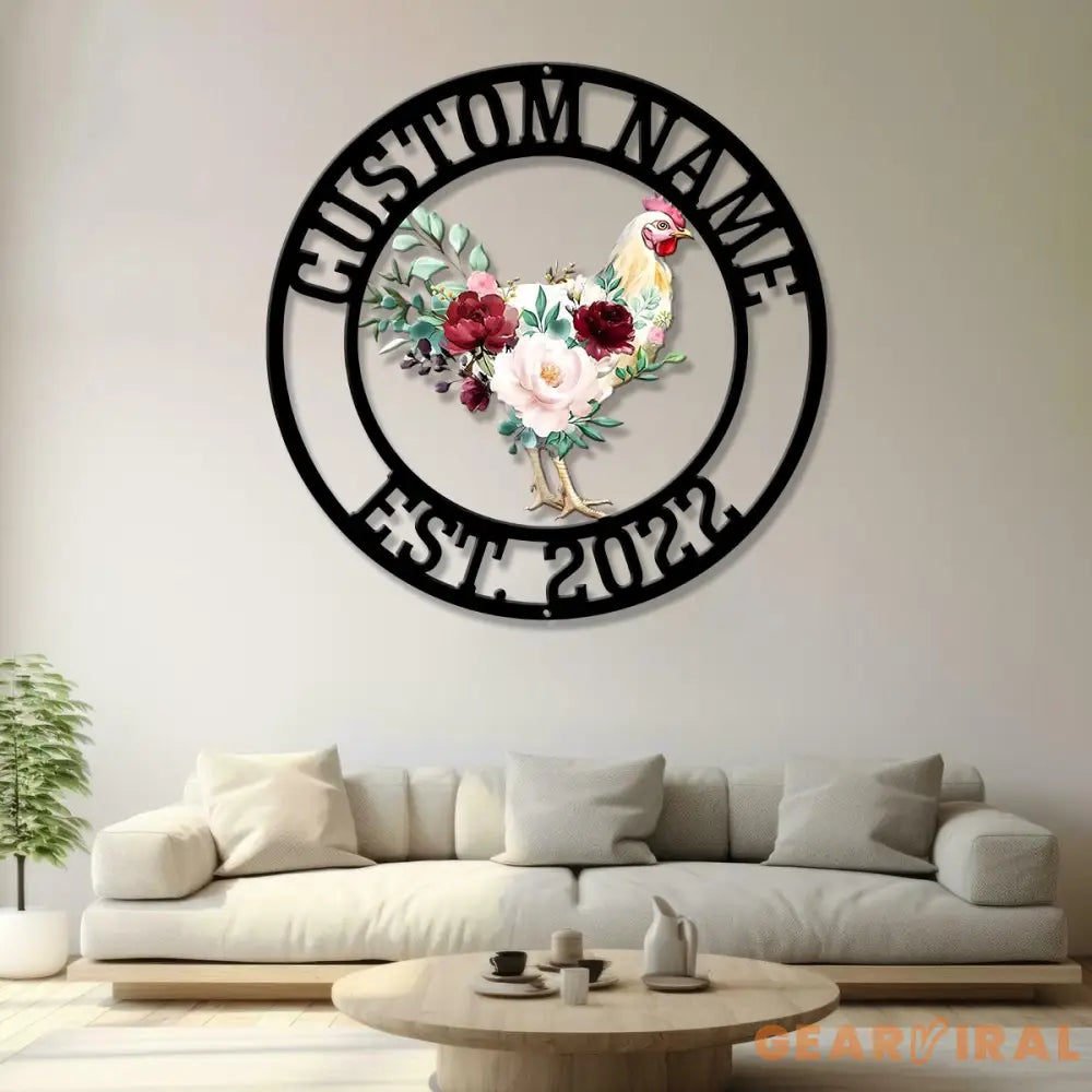Personalized Floral Chicken Coop Sign with Led Light Hen House Coop Sign Farm Metal Sign Metal Chicken Coop Sign Custom