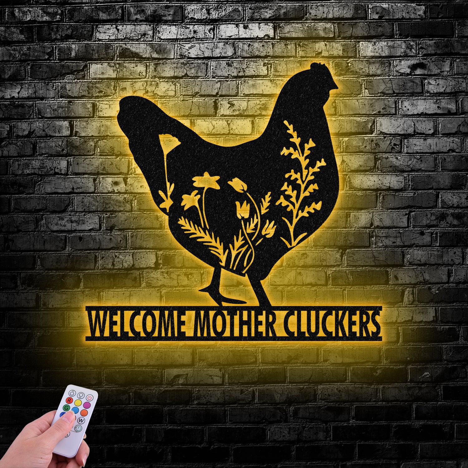 Personalized Floral Chicken Farm Metal Sign with Led Lights, Outdoor Decor, Farmer Gift - Gearviral