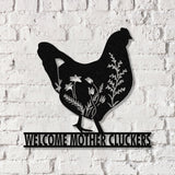 Personalized Floral Chicken Farm Metal Sign with Led Lights, Outdoor Decor, Farmer Gift - Gearviral