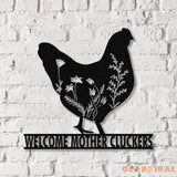 Personalized Floral Chicken Farm Metal Sign with Led Lights Outdoor Decor Farmer Gift - Gearviral