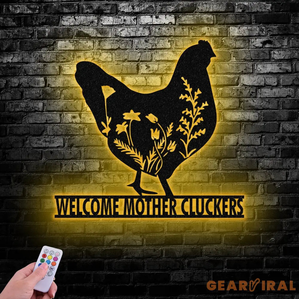 Personalized Floral Chicken Farm Metal Sign with LED Lights Outdoor Decor Farmer Gift Home Decor Custom Metal Sign