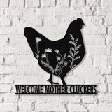 Personalized Floral Chicken Farm Metal Sign with LED Lights, Outdoor Decor, Farmer Gift, Home Decor, Custom Metal Sign