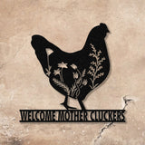 Personalized Floral Chicken Farm Metal Sign with LED Lights, Outdoor Decor, Farmer Gift, Home Decor, Custom Metal Sign