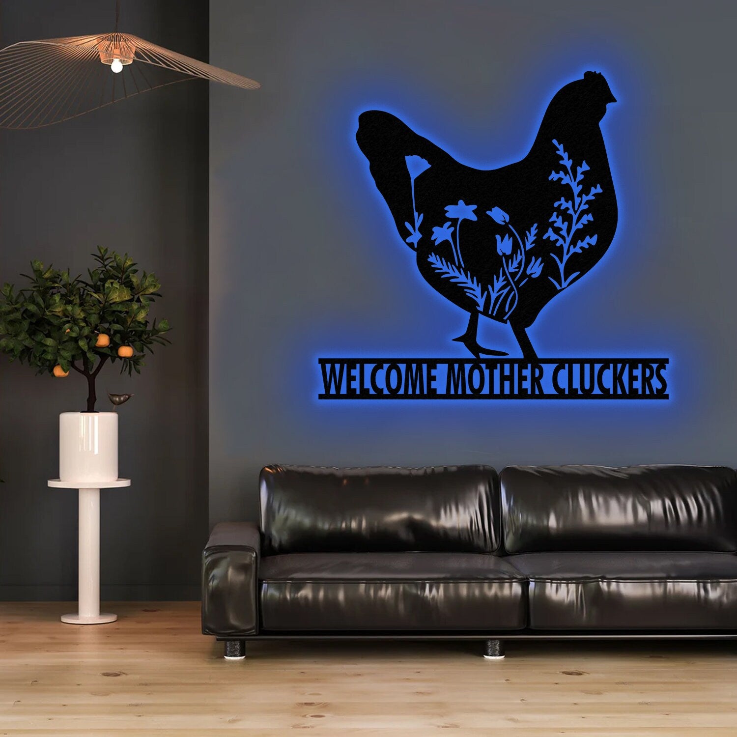 Personalized Floral Chicken Farm Metal Sign with LED Lights, Outdoor Decor, Farmer Gift, Home Decor, Custom Metal Sign