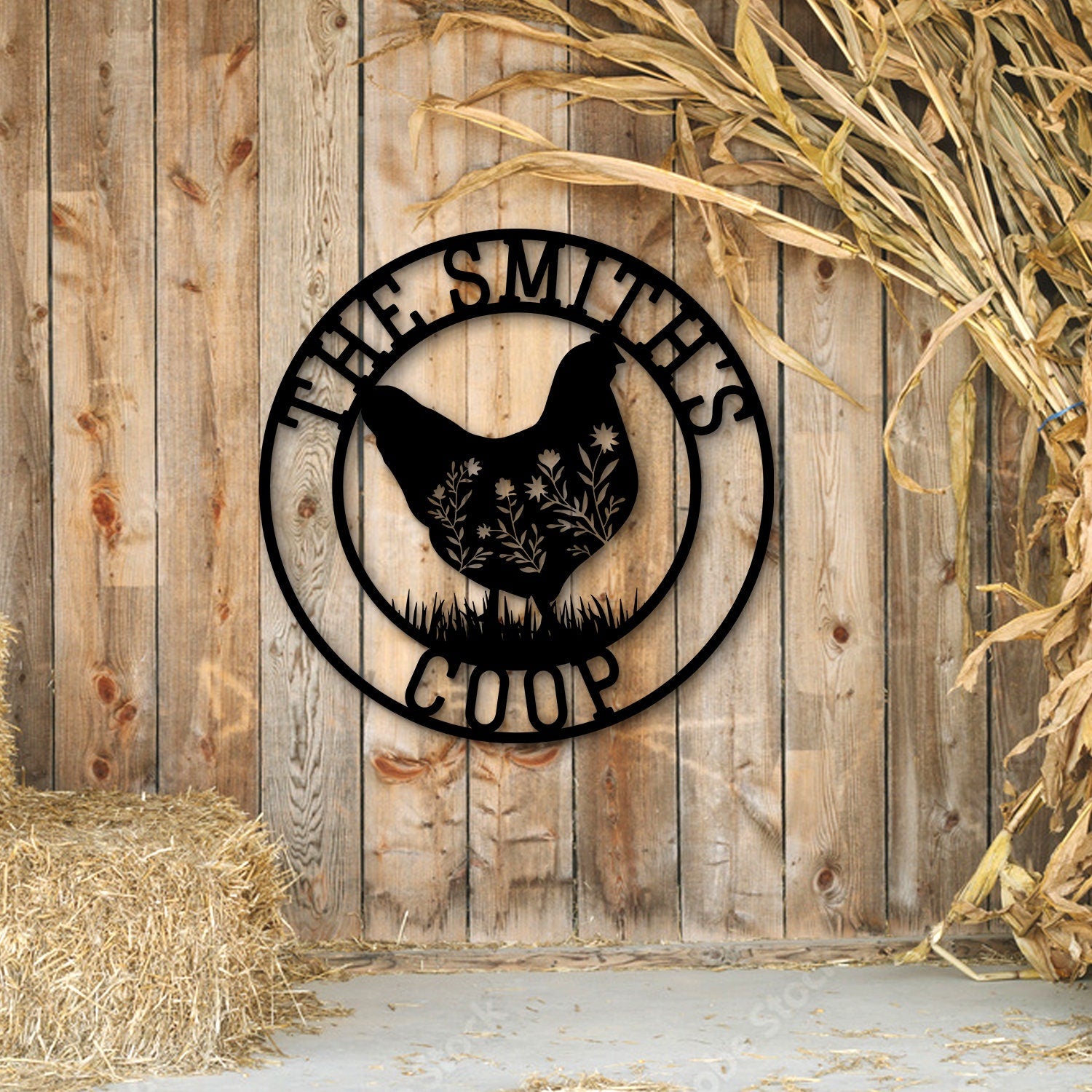 Personalized Floral Chicken Farm Sign, Hen House Decor, Chicken Coop Sign, Outdoor Decor, Farmer Gift, Farm Sign, Hen House Sign, Coop Decor
