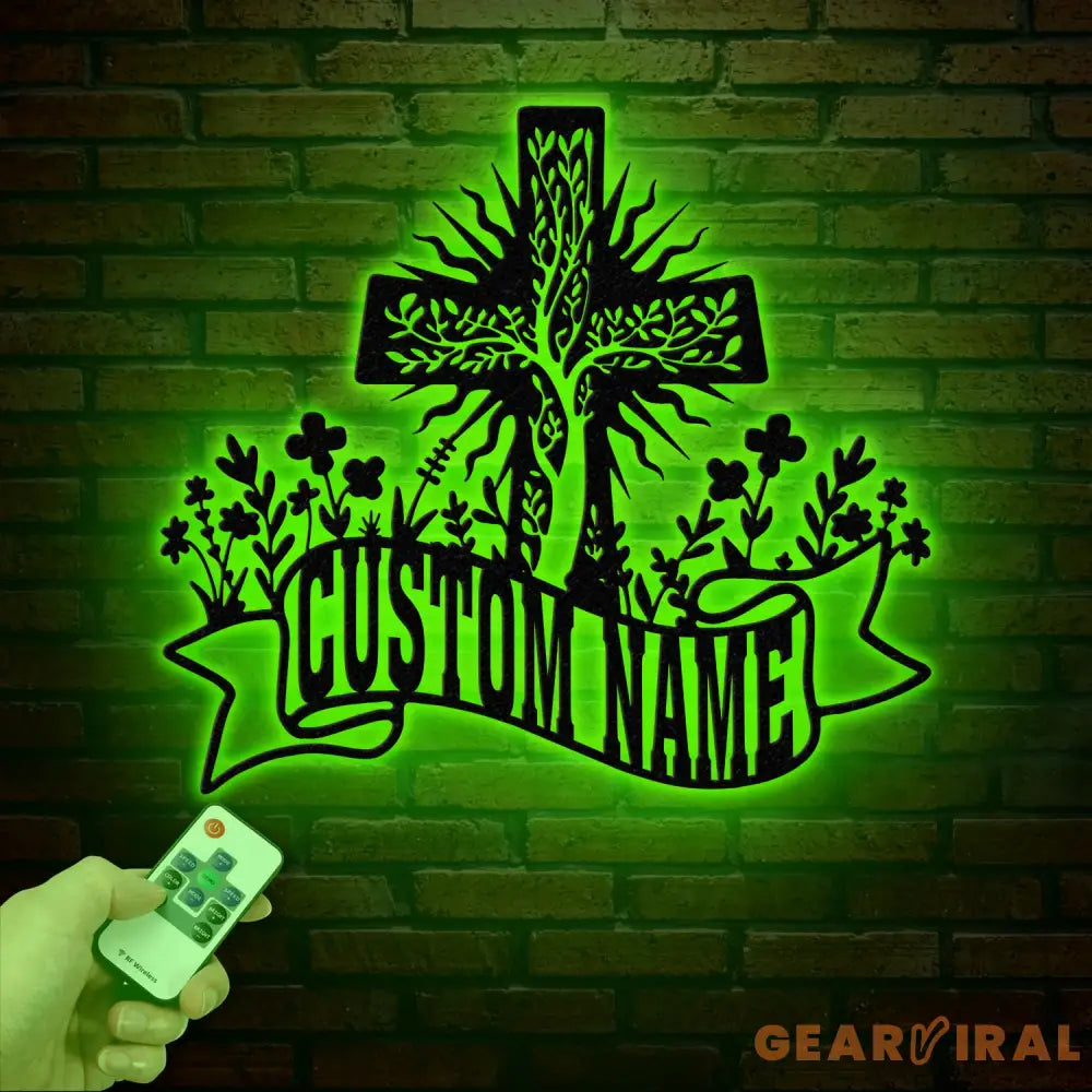 Personalized Floral Faith Cross Metal Sign Custom Family Last Name Wall Art Christian Front Door or House Decor Cross