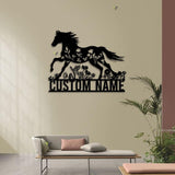 Personalized Floral Horse Farmhouse Metal Wall Art LED Light Custom Horse Flower Name Sign Home Decor Horse Barn Nursery Decoration Birthday | GearViral