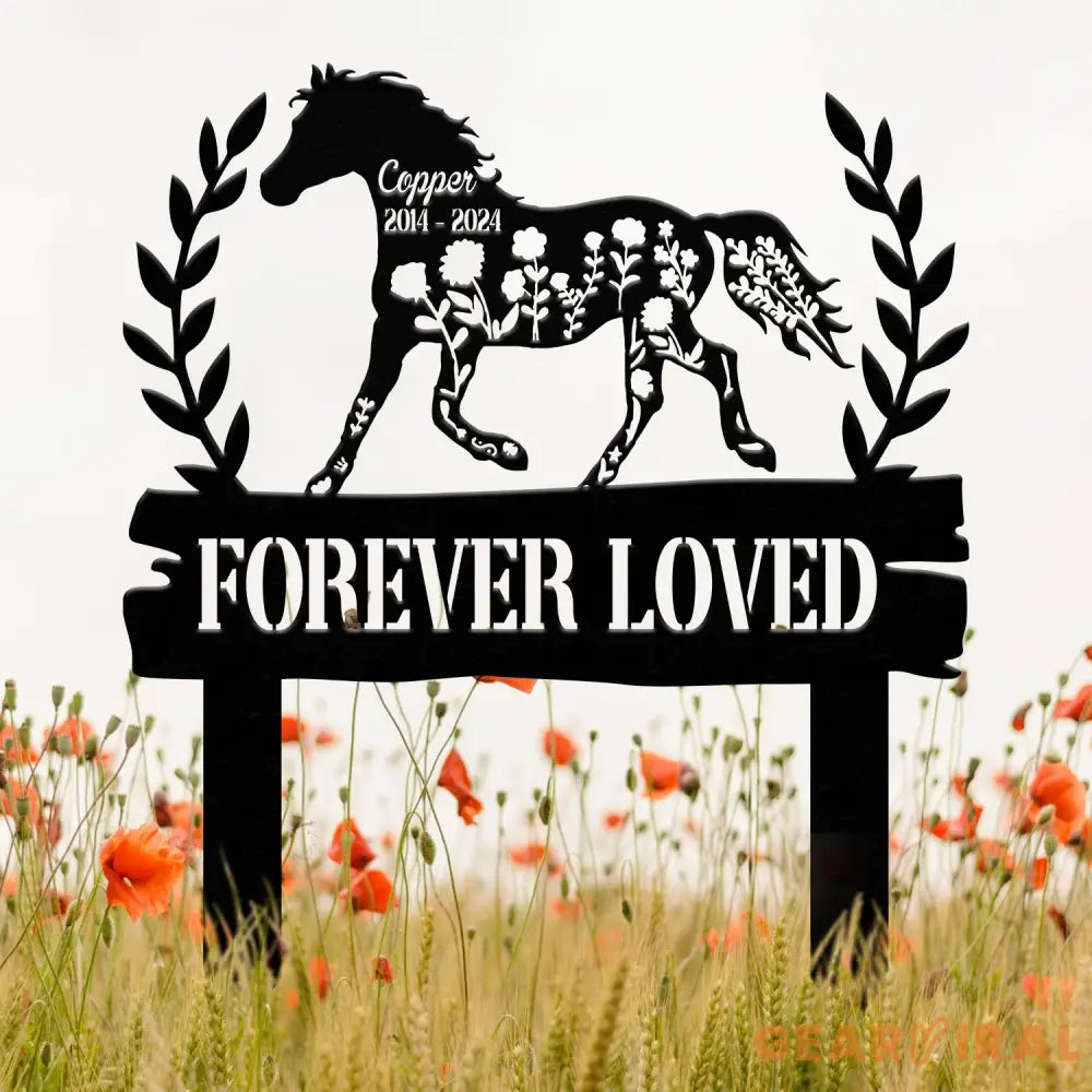 Personalized Floral Horse Heart Memorial Stake - Pet Grave Marker Sign Horse Loss Gift Sympathy Remembrance Sign for