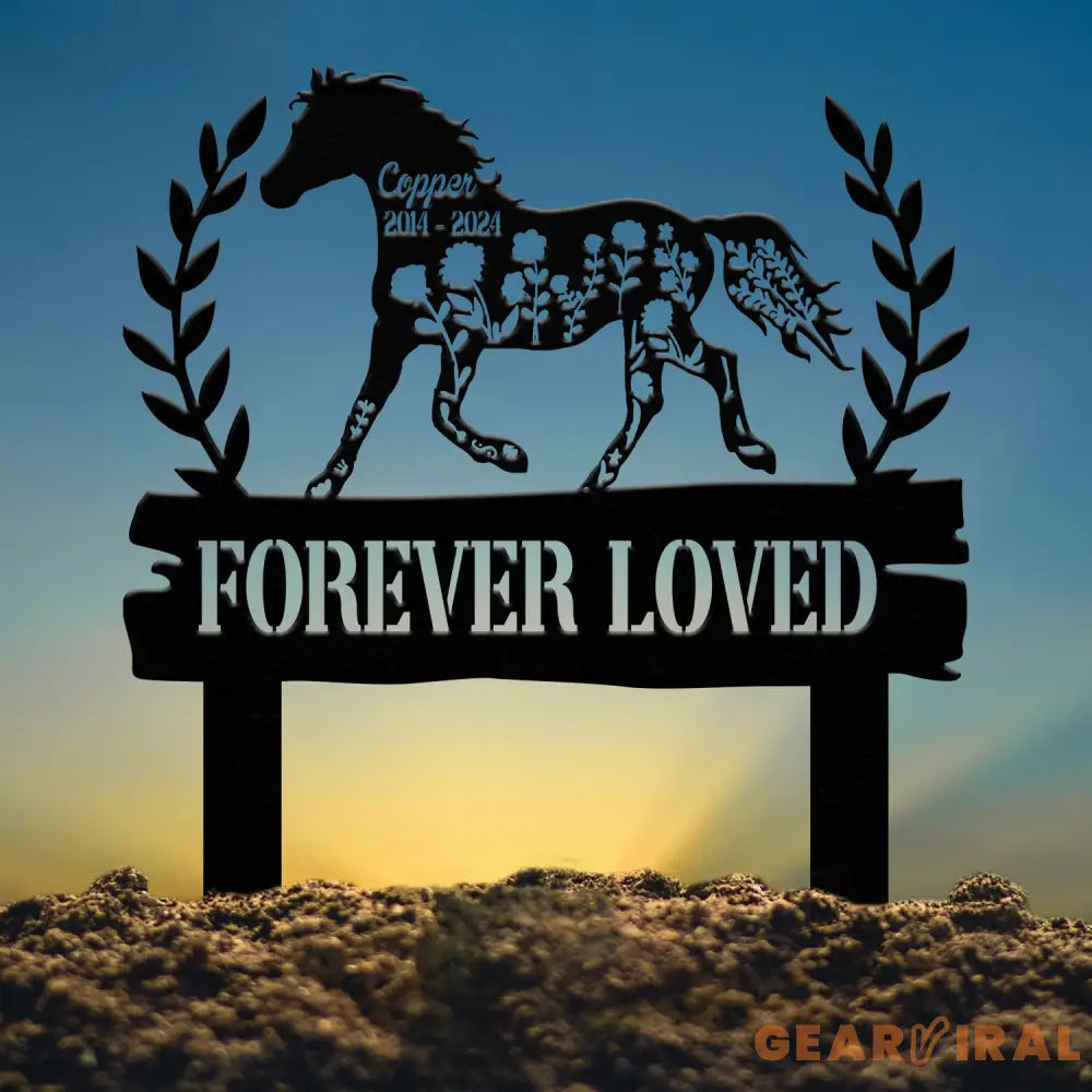 Personalized Floral Horse Heart Memorial Stake - Pet Grave Marker Sign Horse Loss Gift Sympathy Remembrance Sign for