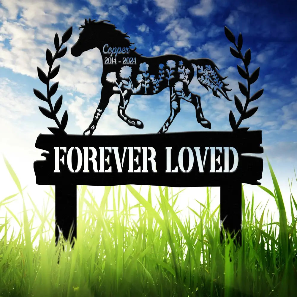 Personalized Floral Horse Heart Memorial Stake - Pet Grave Marker Sign Horse Loss Gift Sympathy Remembrance Sign for