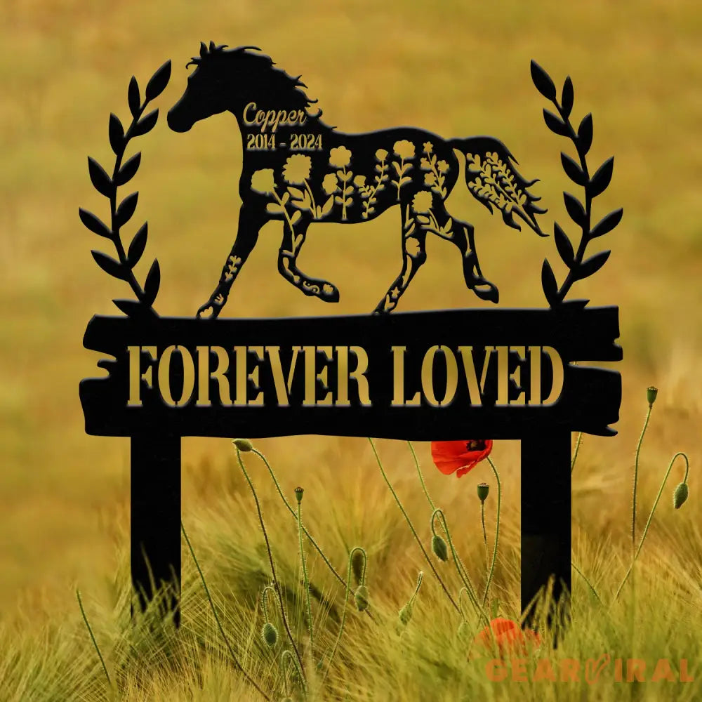 Personalized Floral Horse Heart Memorial Stake - Pet Grave Marker Sign Horse Loss Gift Sympathy Remembrance Sign for